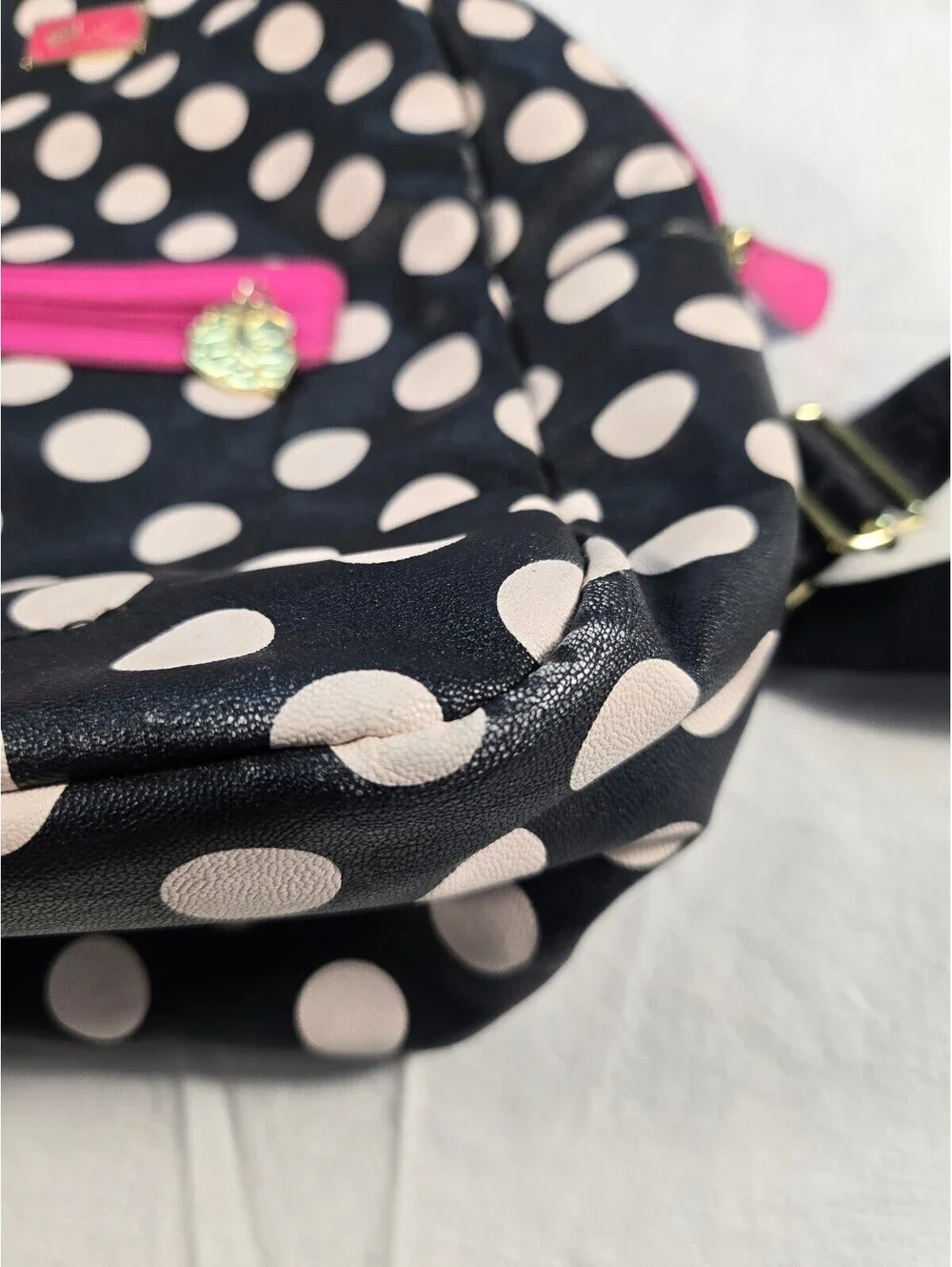 Betsey Johnson Polka Dot Mini Backpack Pink Trim Goth Retro